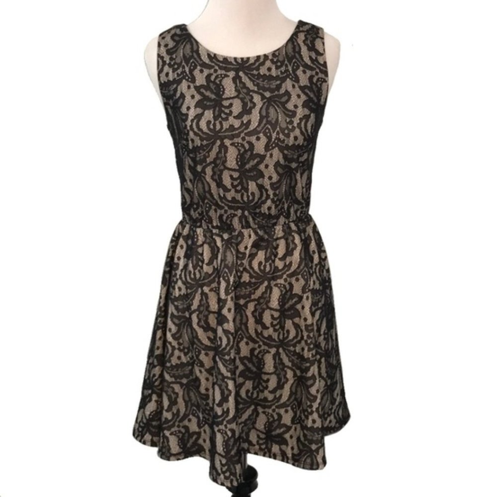 Want & Need Lace Overlay Fit & Flare Skater Dress Size XSmall